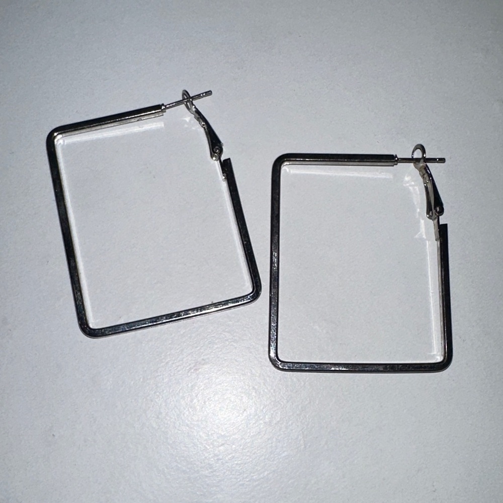 Square Silver Hoop Earrings